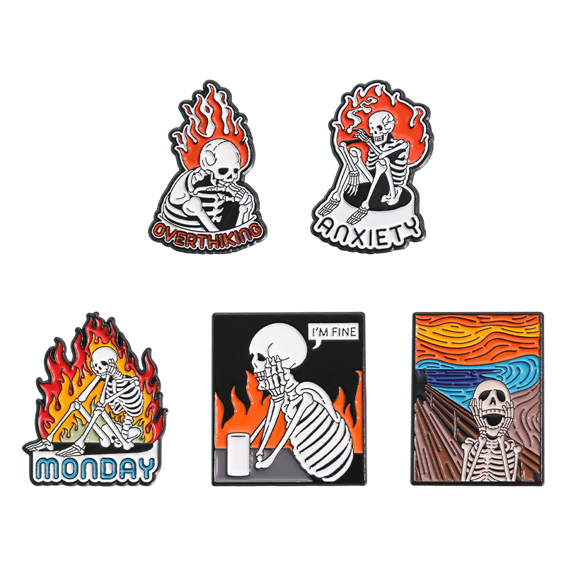 Enamel Pin - Depressed Skeleton (5pcs)