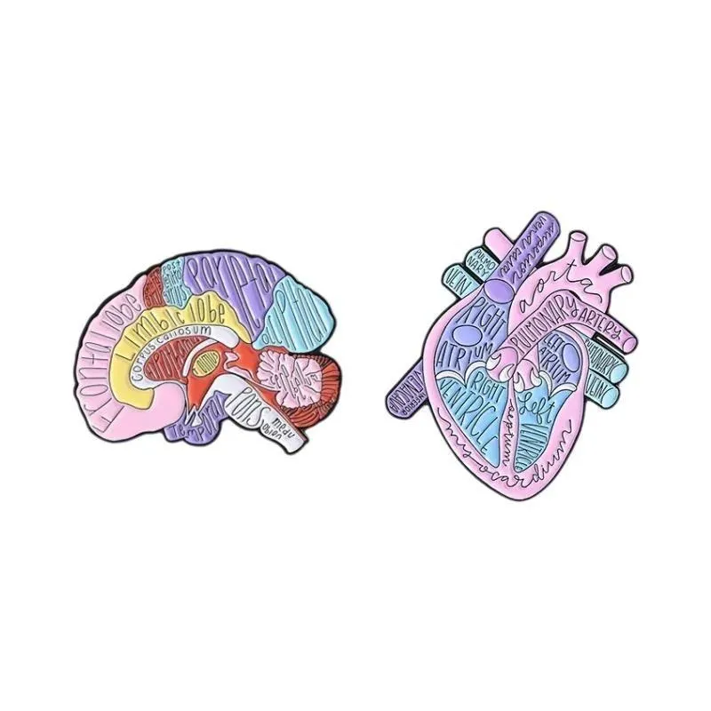 Enamel Pin – Anatomical Brain and Heart (2pcs)