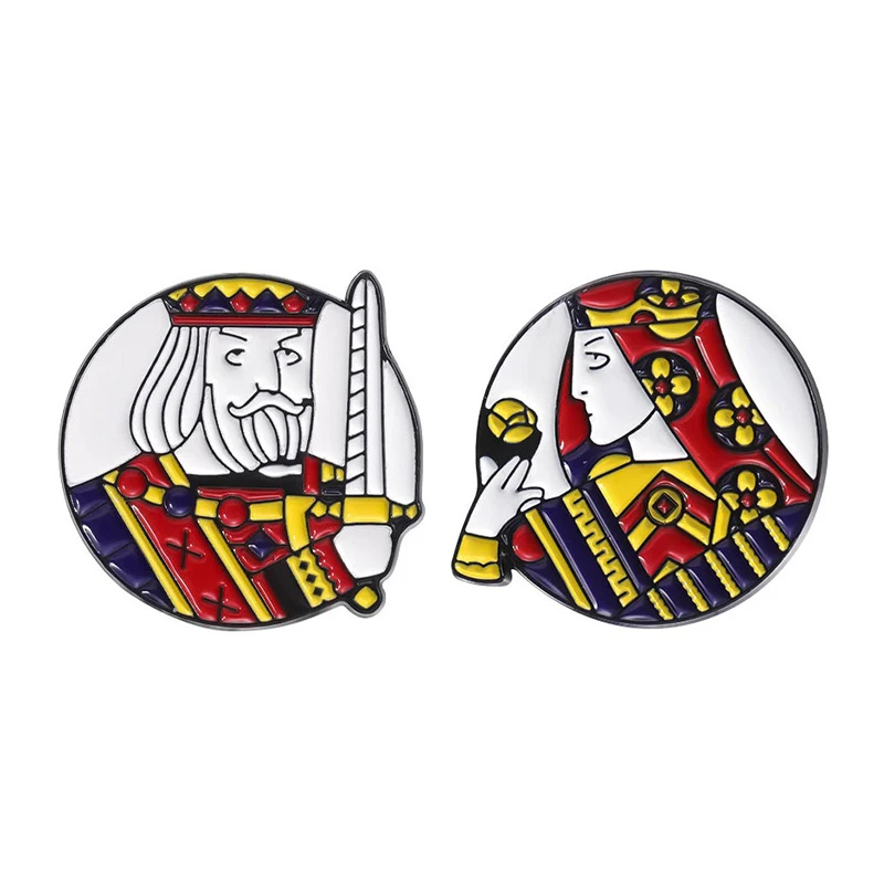 Set Enamel Pin - King and Queen Card Poker (2pcs)