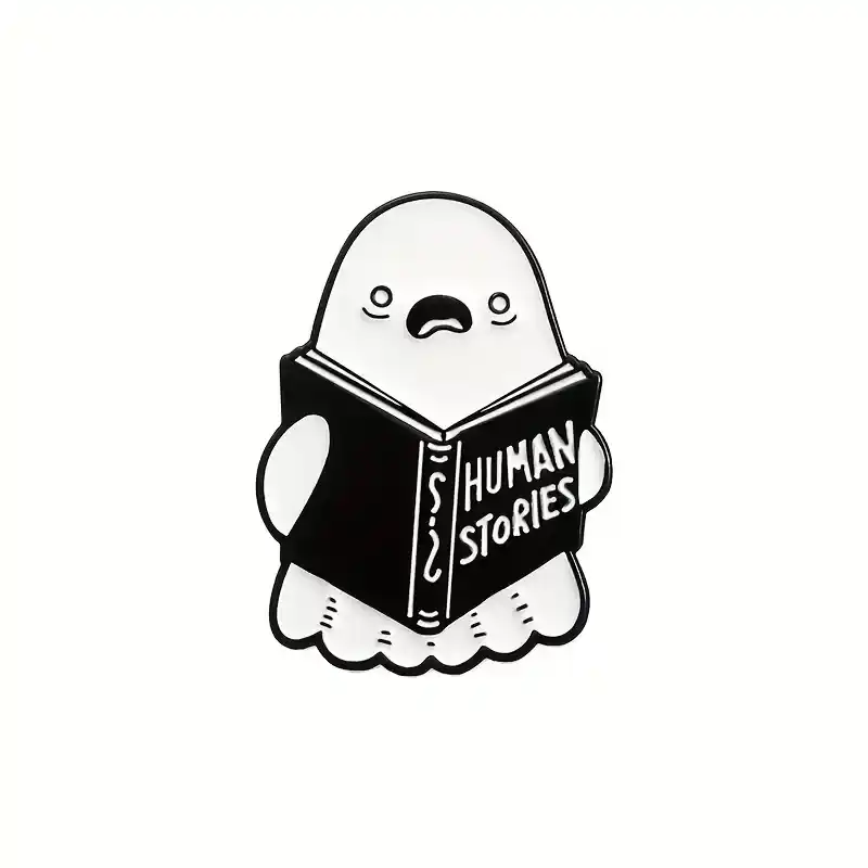 Enamel Pin - Ghost Reading Human Stories