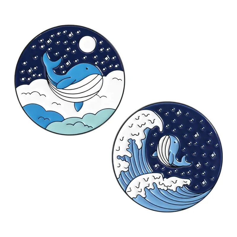 Set Enamel Pin - Starry Whale Waves (2pcs)