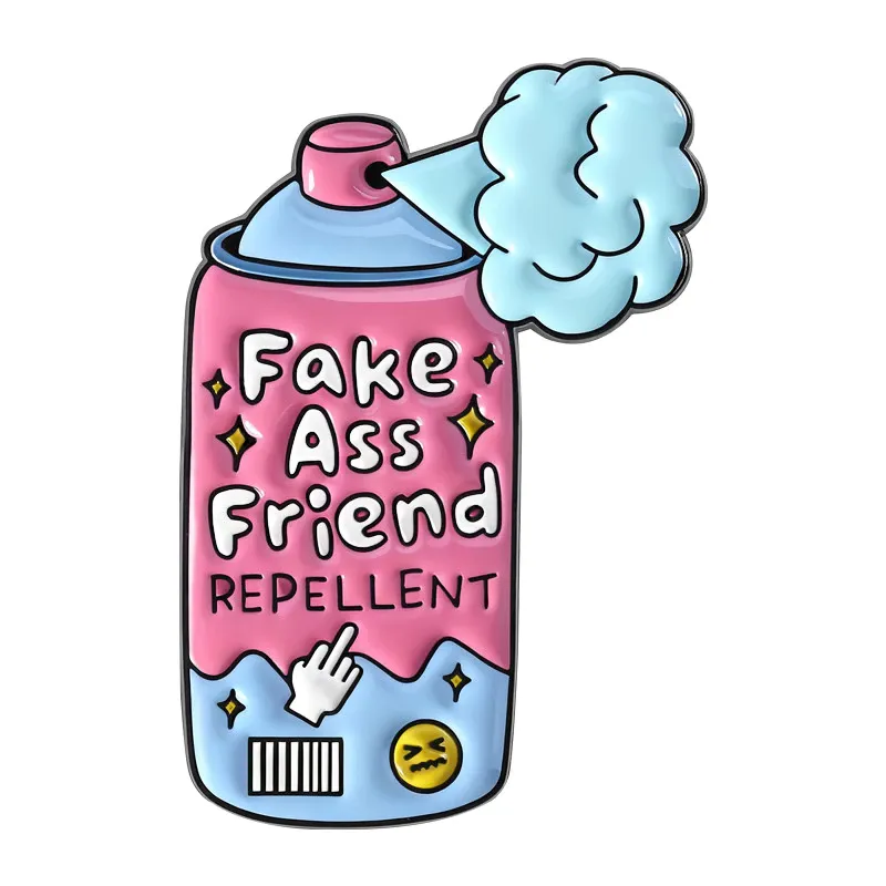 Enamel Pin – Fake Friend Repellent Spray