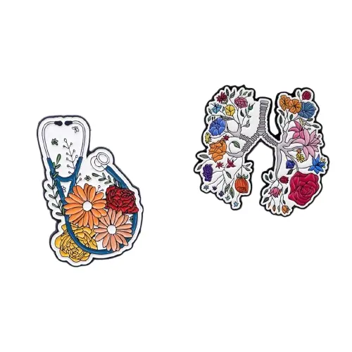 Set Enamel Pin – Floral Stethoscope Lung (2pcs)