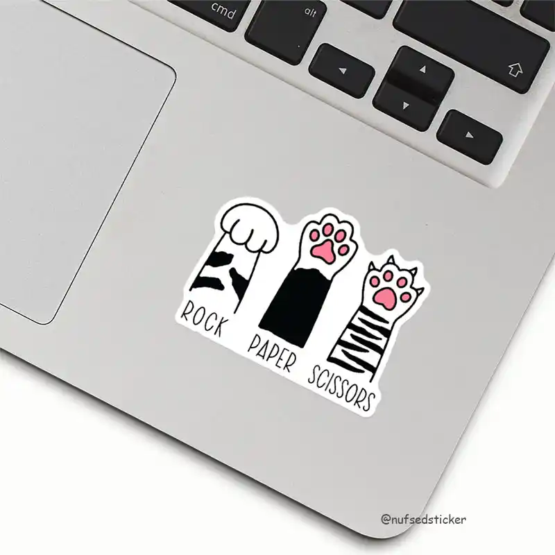Rock Paper Scissors Cat Sticker