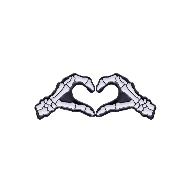 Set Enamel Pin – Heart Sign Skeleton Hands (2pcs)