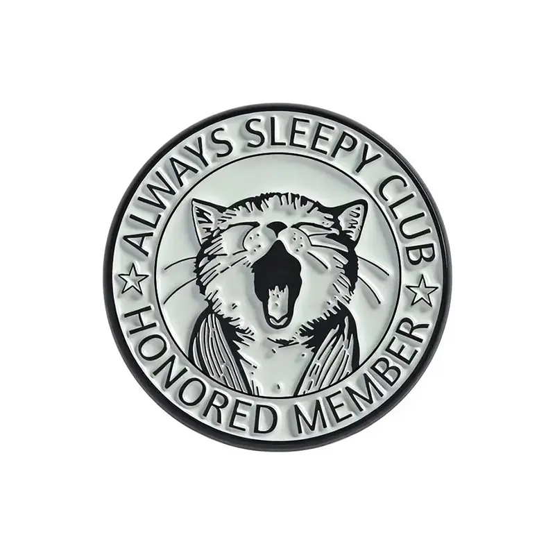 Enamel Pin – Yawning Cat Sleepy Club